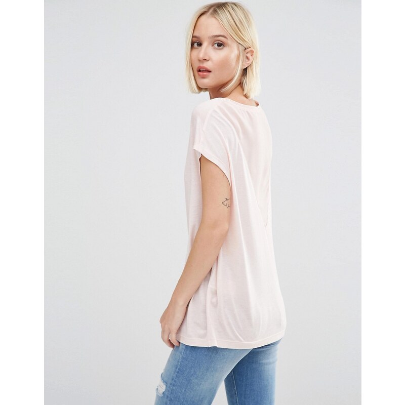Selected - Niva - T-shirt avec dos transparent en V - Rose