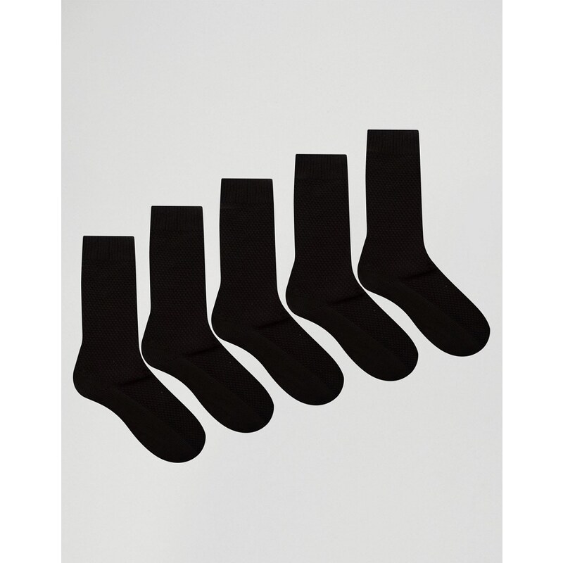ASOS - Lot de 5 paires de chaussettes effet gaufré - Noir - ÉCONOMIE - Noir