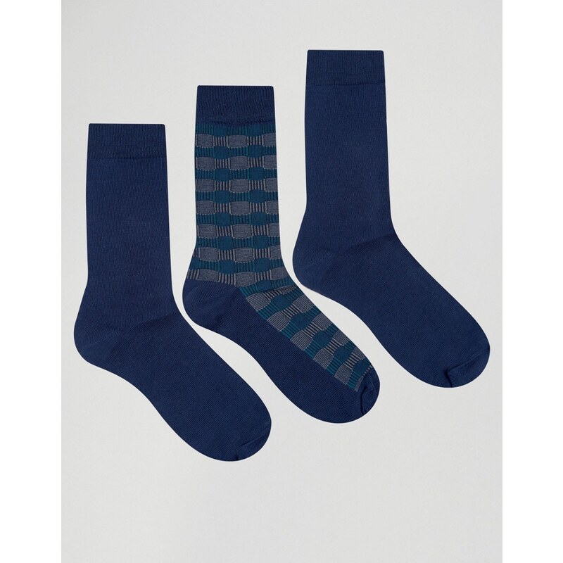Ciao Italy - Lot de 3 paires de chaussettes en coton de modal - Bleu marine et multicolore - Bleu marine