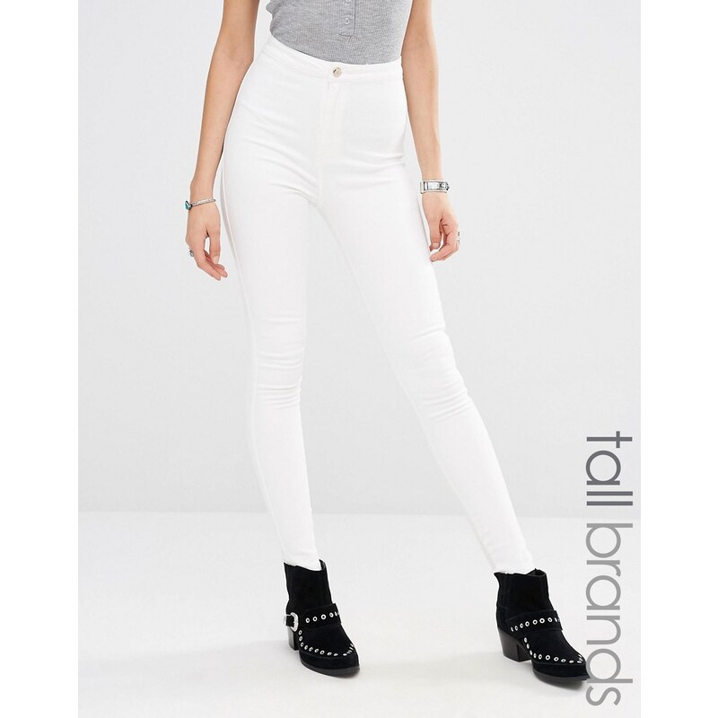Missguided Tall - Jean skinny taille haute - Blanc