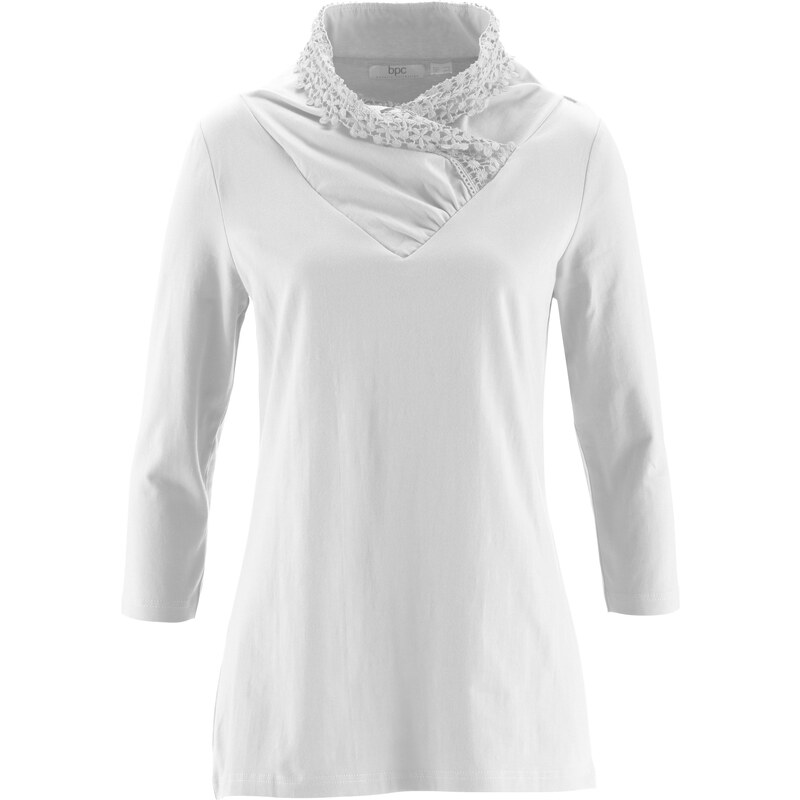 bpc bonprix collection T-shirt à col fantaisie manches 3/4 blanc femme - bonprix