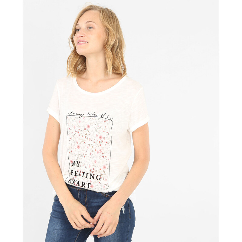 T-shirt fantaisie -70% Femme - Couleur blanc cassé - Taille S -PIMKIE- SOLDES HIVER 2017