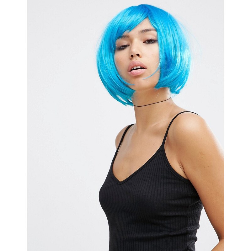 ASOS - Perruque en faux cheveux - Bleu chewing-gum - Bleu