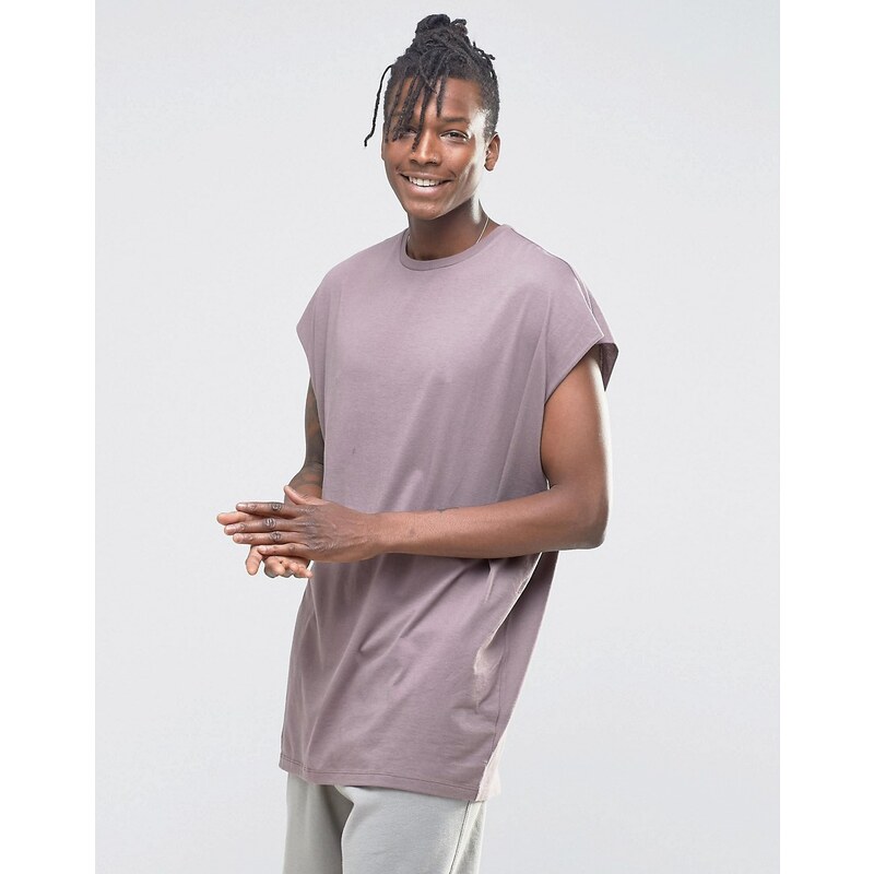 ASOS - T-shirt sans manches super oversize avec bords bruts - Gris violet - Violet