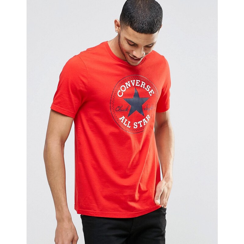 Converse - Chuck - 10002848-A06 - T-shirt à empiècement - Rouge - Rouge