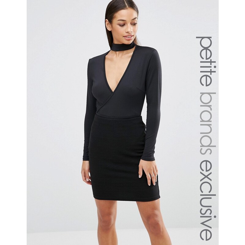 Naanaa Petite - Body manches longues effet collier - Noir