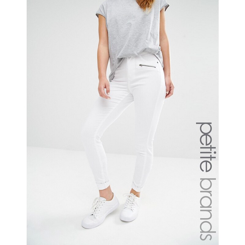 Vero Moda Petite - Jean skinny avec fermeture éclair - Blanc