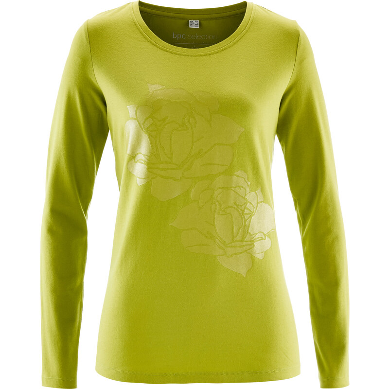 bpc selection T-shirt manches longues à imprimé brillant vert femme - bonprix