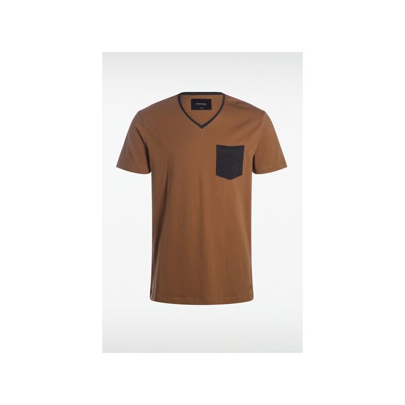 T-shirt homme manches courtes bicolore Marron Coton - Homme Taille XL - Bonobo
