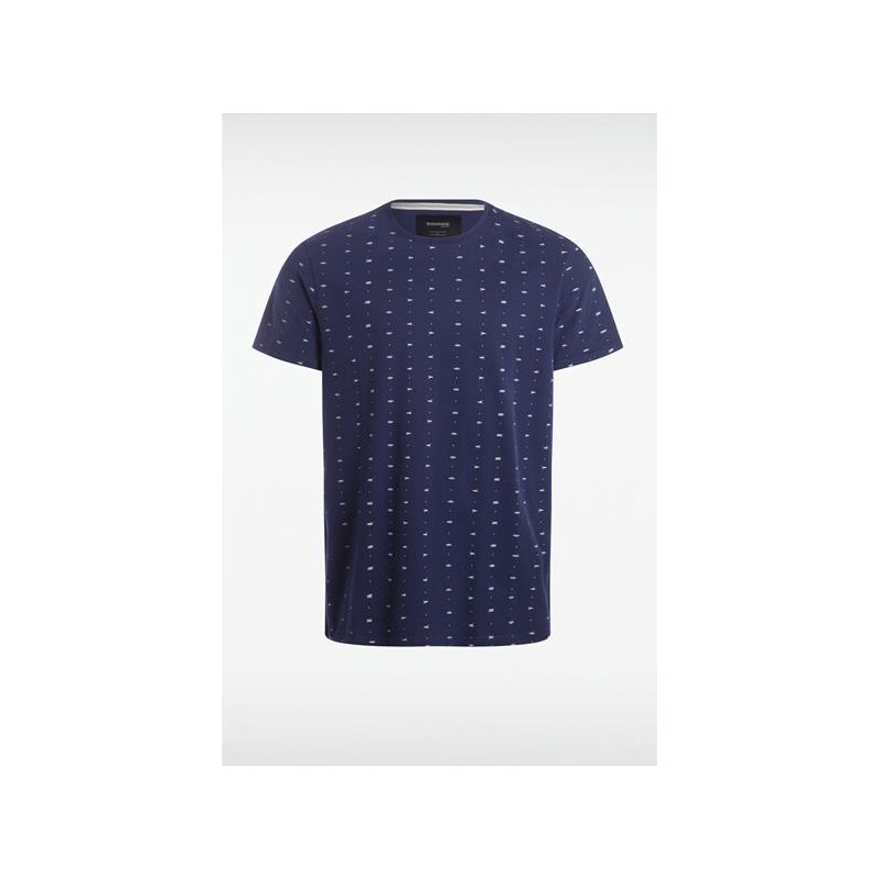 T-shirt homme motif géométrique bicolore Bleu Coton - Homme Taille L - Bonobo