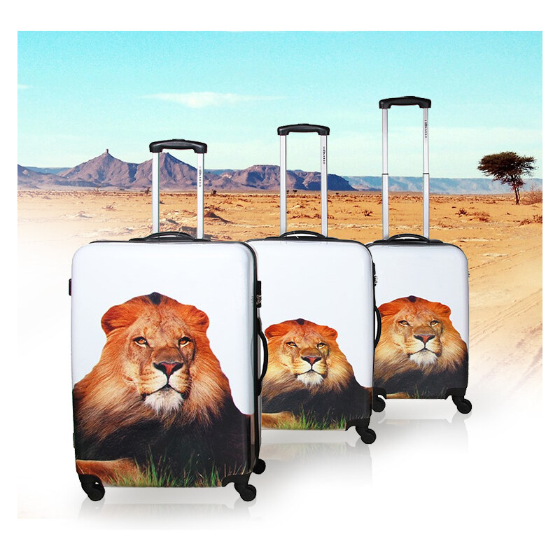 Lesara Lot de 3 valises à roulettes motif lion