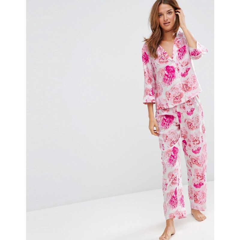 ASOS - Ensemble pyjama chemise et pantalon traditionnel motif floral - Pastel - Multi