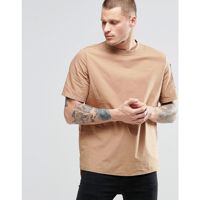 ASOS - T-shirt classique avec poche sur l'une des manches - Noir - Fauve