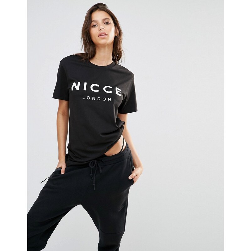Nicce London - T-shirt oversize coupe boyfriend avec logo sur le devant - Noir