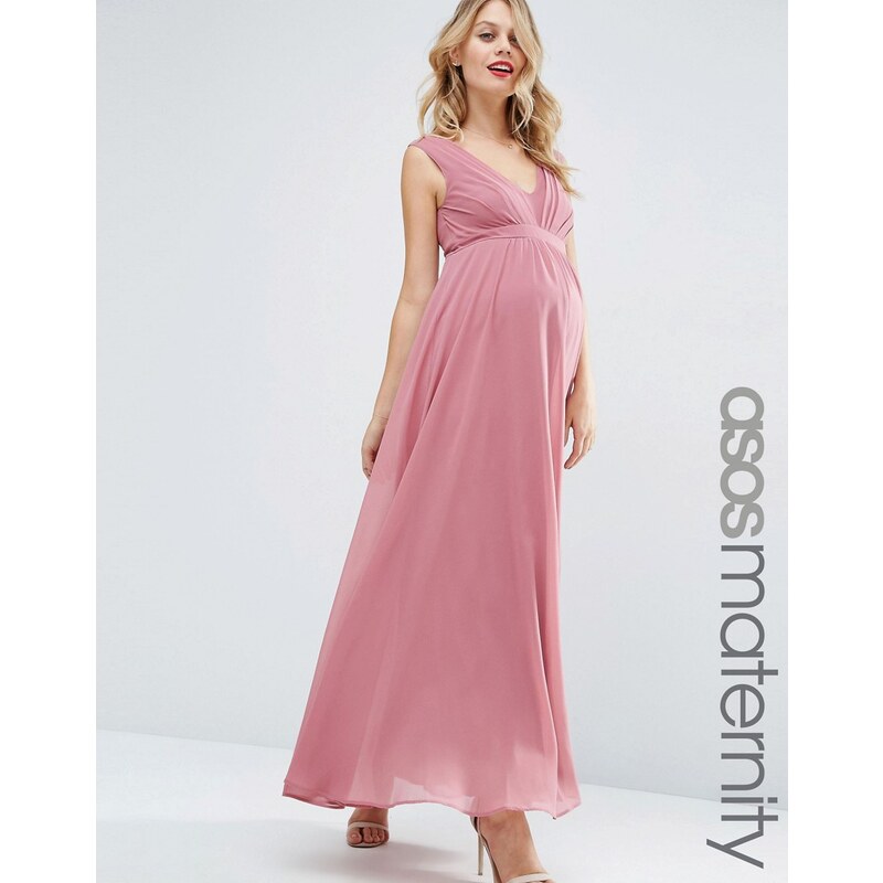 ASOS Maternity - Robe longue souple style caraco - Rose