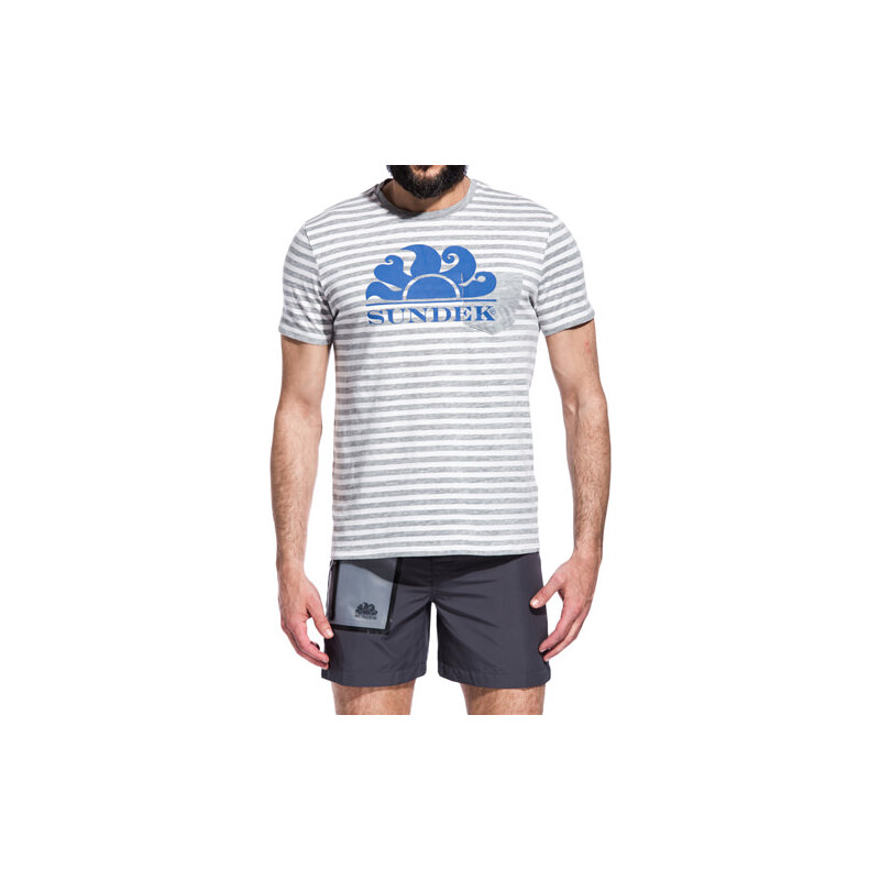 SUNDEK striped t-shirt with logo