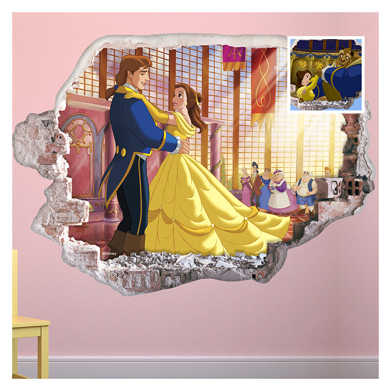 Lesara Sticker mural 3D motif La Belle et la Bête