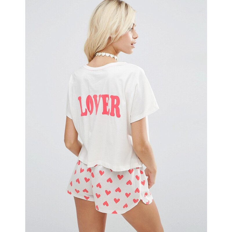 ASOS - Lover - Ensemble de pyjama t-shirt et short - Multi