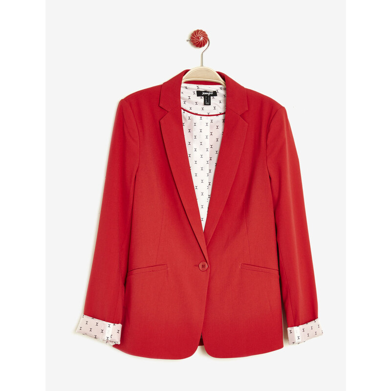 blazer manches roll-up rouge Jennyfer