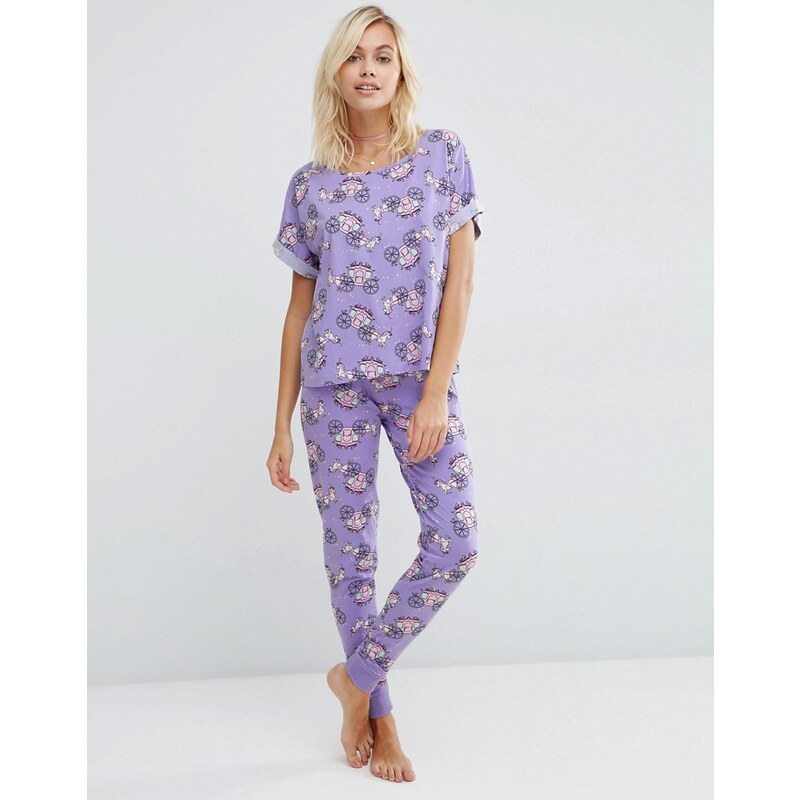 ASOS - Pyjama leggings et t-shirt motif licorne et carrosse - Multi
