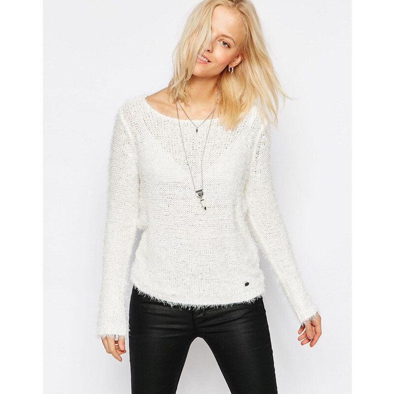 Only - Perfect - Pull en maille duveteuse - Blanc - Blanc
