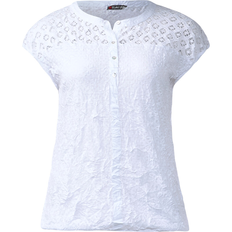 Street One - T-shirt froissé Flora - White
