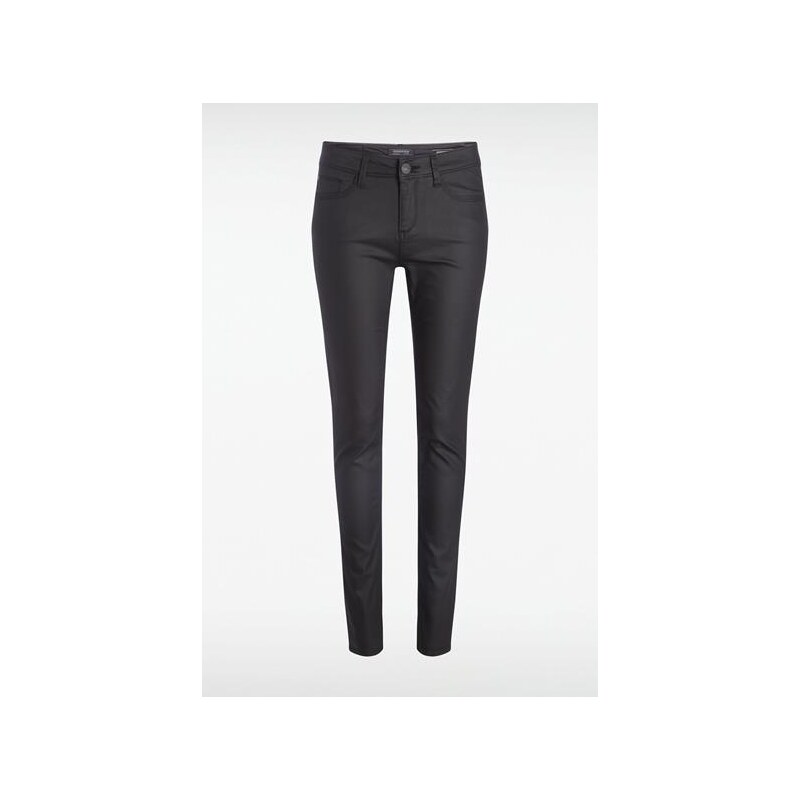 Jeans femme skinny enduit taille haute Noir Cuir de vachette - Femme Taille 34 - Bonobo