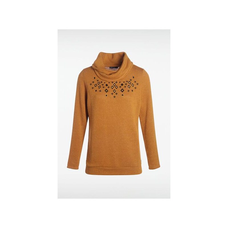 Sweatshirt femme motifs géométriques Jaune Coton - Femme Taille XS - Bonobo