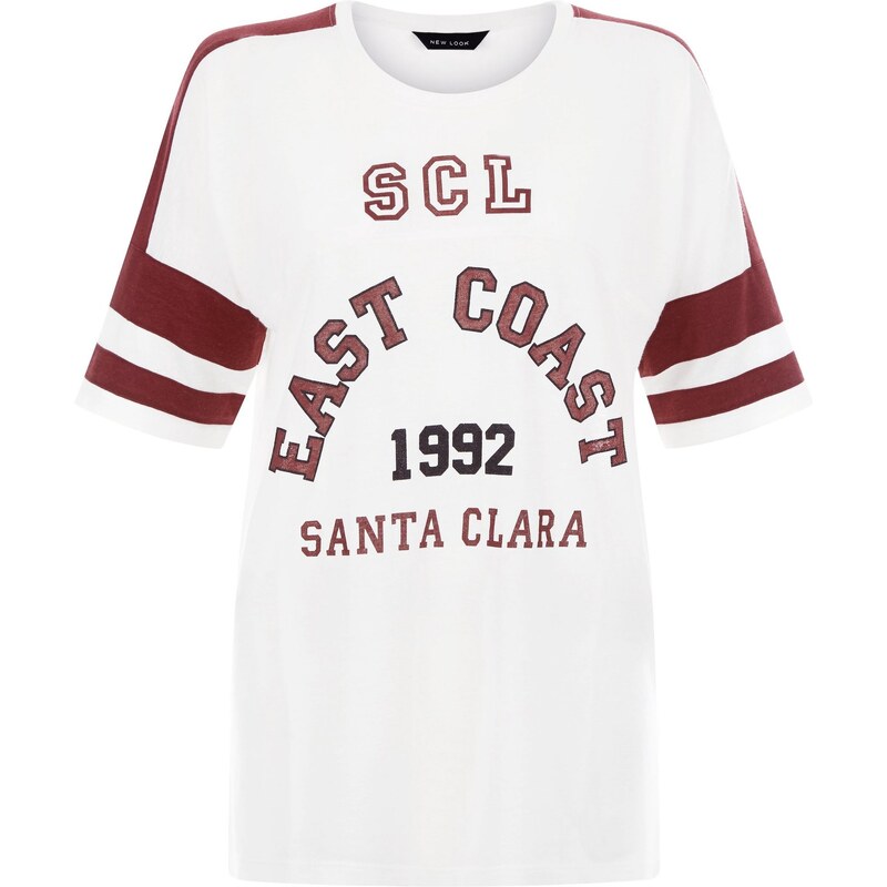 New Look T-shirt de baseball blanc East Coast color block