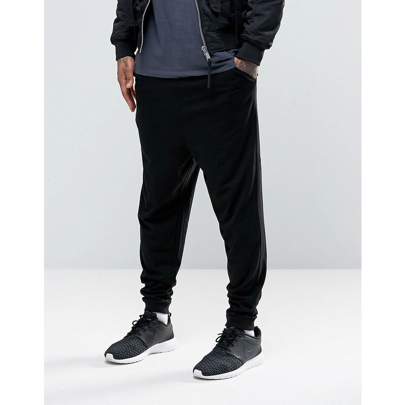 ASOS - Pantalon de jogging à entrejambe bas en jersey léger - Noir