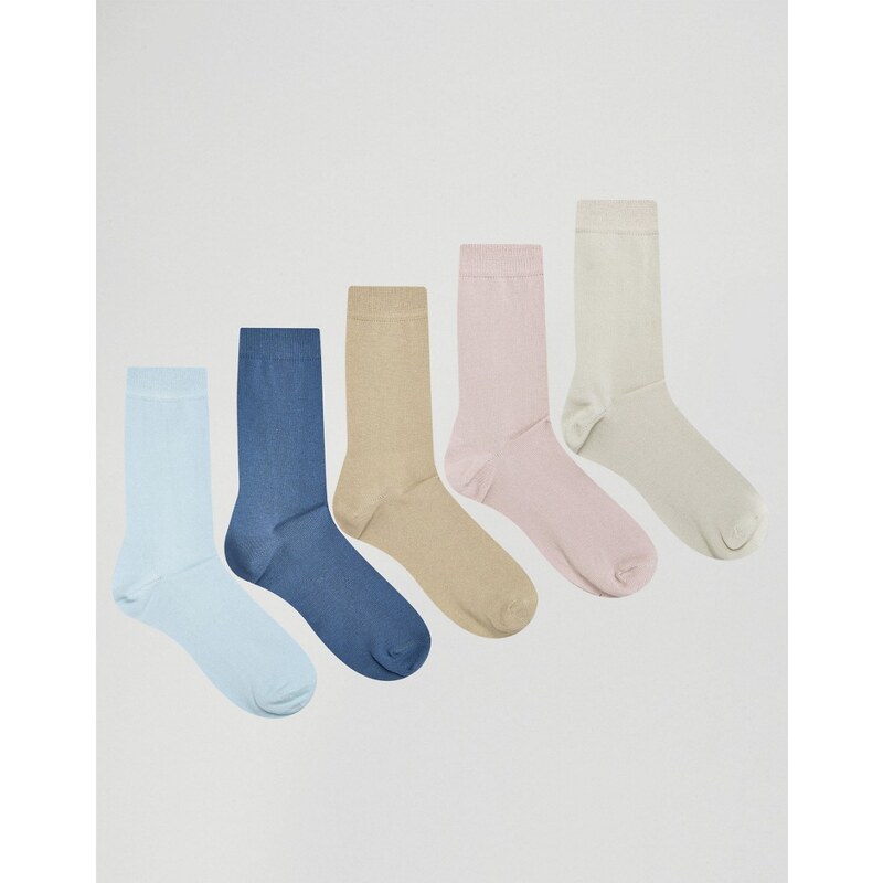 ASOS - Lot de 5 paires de chaussettes couleur pastel - Multi