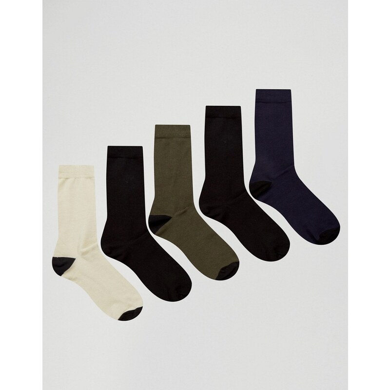 ASOS - Lot de 5 paires de chausses avec talons et bouts de pieds noirs - Multi