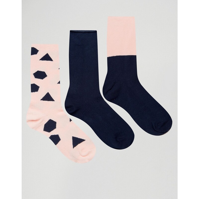 ASOS - Lot de 3 paires de chaussettes roulées et à motif géométrique - Multi