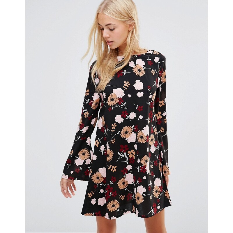 Daisy Street - Robe tunique à imprimé floral - Noir