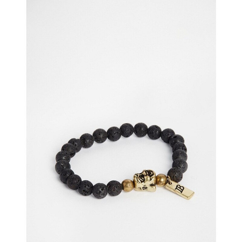 Icon Brand - Bracelet de perles avec breloques - Noir