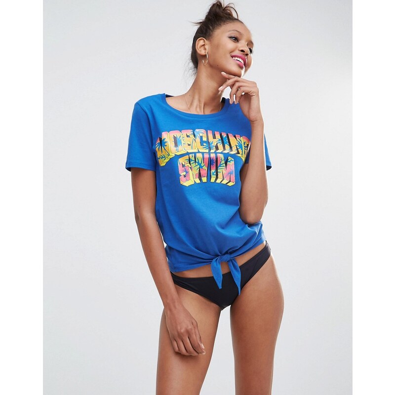 Moschino - T-shirt de plage court avec logo - Bleu