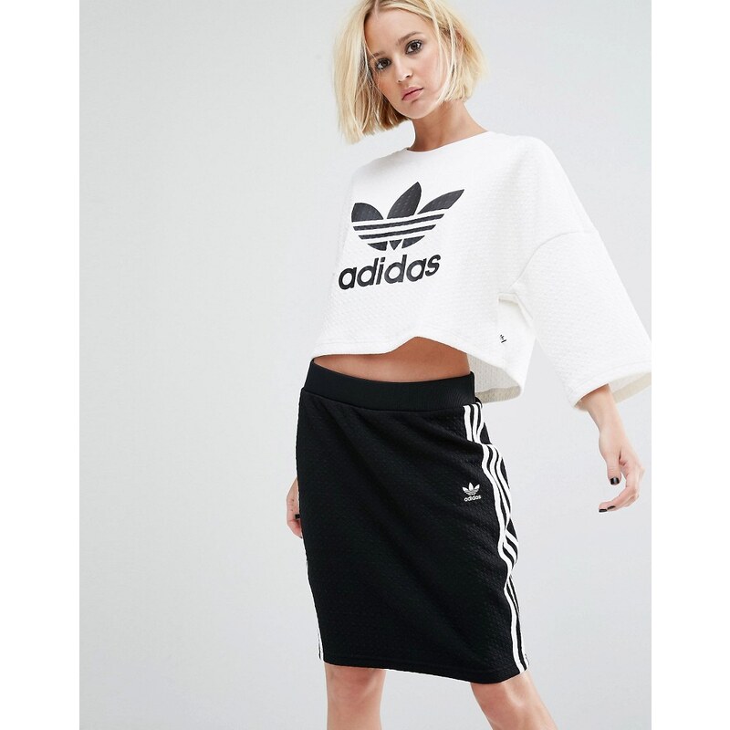 Adidas Originals - Sweat court en dentelle non tissée avec logo trèfle - Blanc