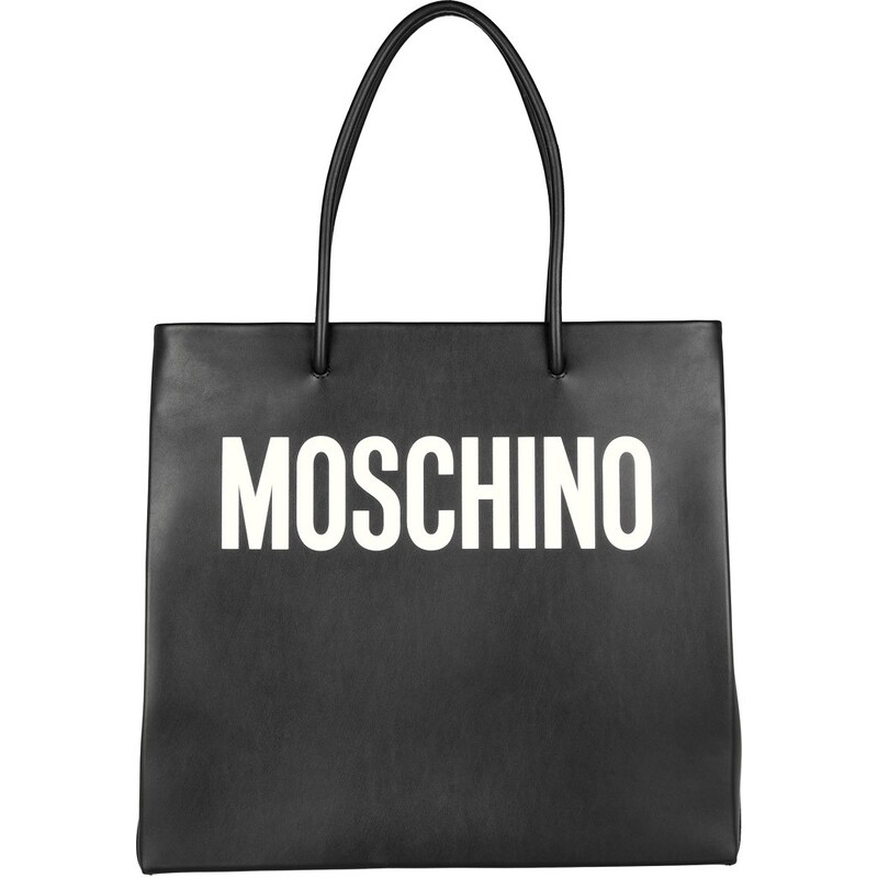 Moschino Sacs à Bandoulière, White Letter Shopping Bag Leather Black en noir