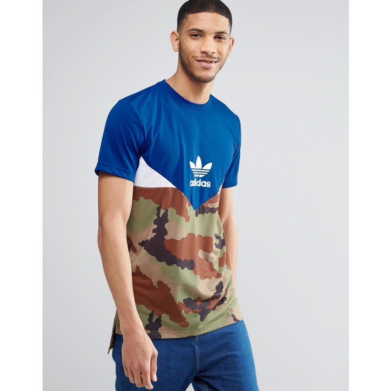 Adidas Originals - T-shirt motif camouflage AY8107 - Bleu