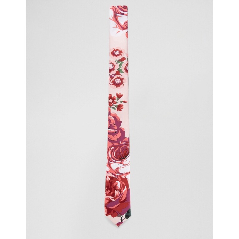 ASOS Wedding - Cravate à fleurs - Rose