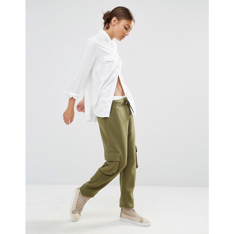 Daisy Street - Pantalon de survêtement style militaire avec poches contrastantes - Vert