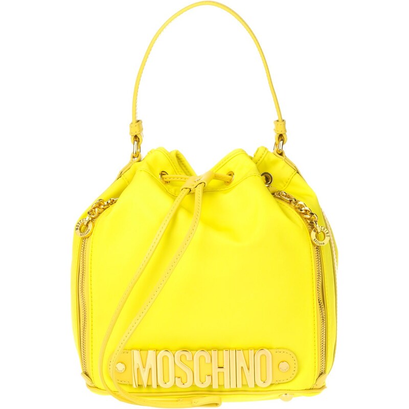 Moschino Sacs à Bandoulière, Logo Nylon Bucket Bag Neon Yellow en jaune