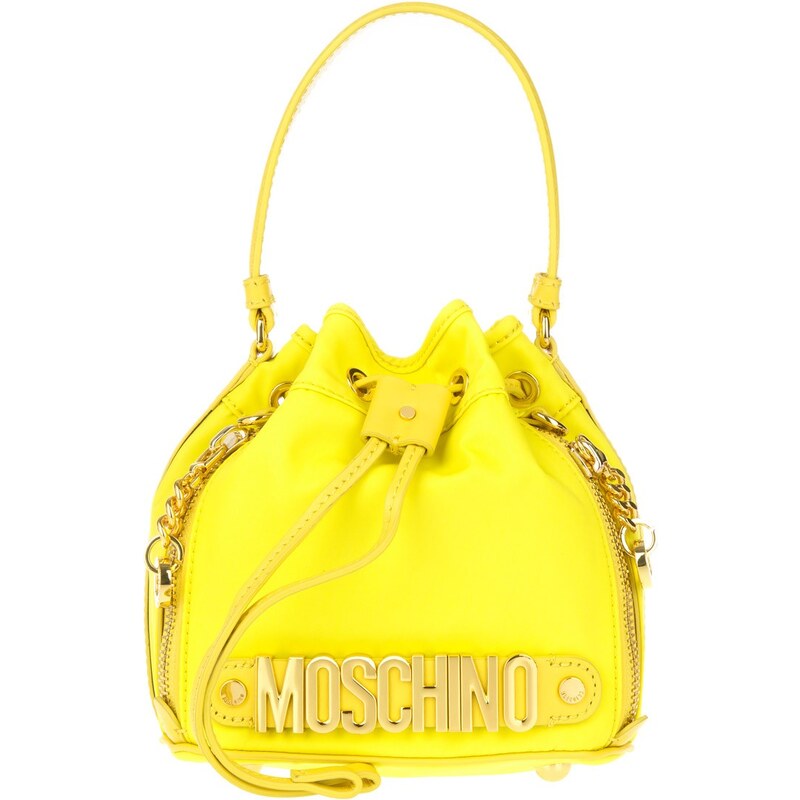 Moschino Sacs à Bandoulière, Logo Small Nylon Bucket Bag Yellow en jaune