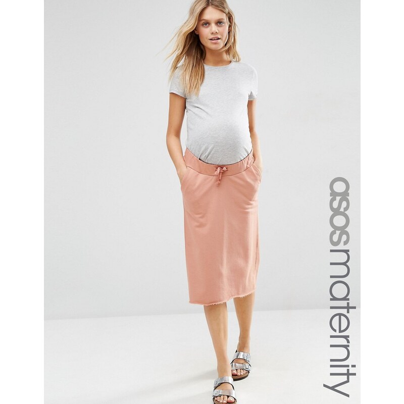 ASOS Maternity - Jupe casual en molleton avec cordon de serrage - Rose
