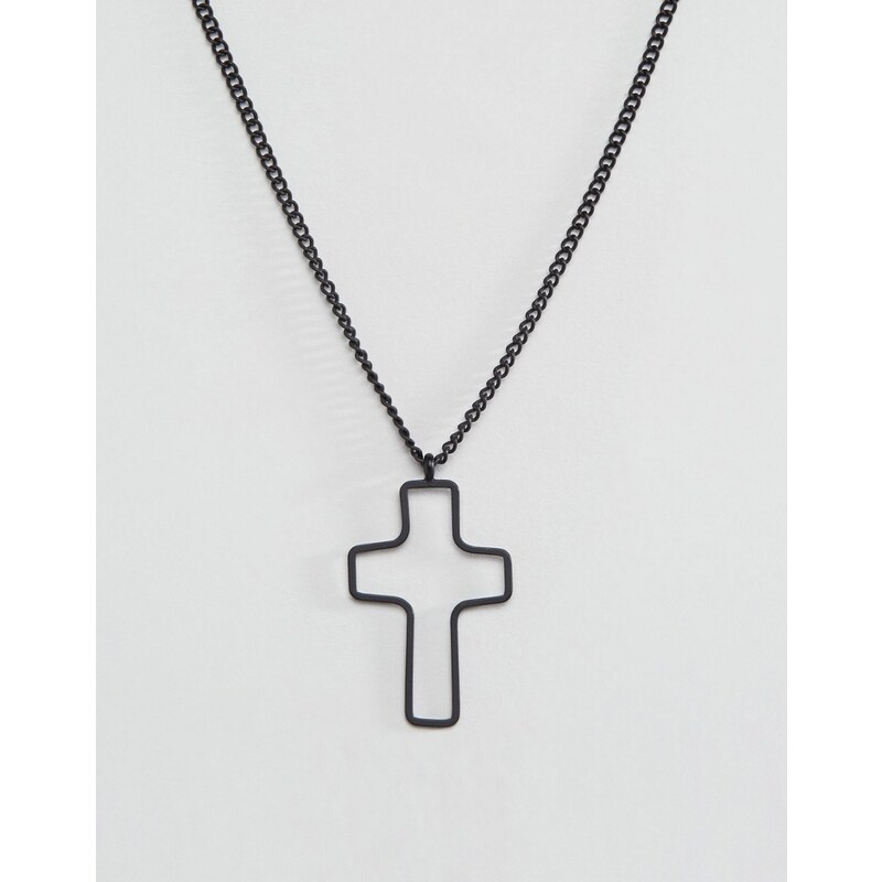 ASOS - Collier avec croix géométrique - Noir - Noir