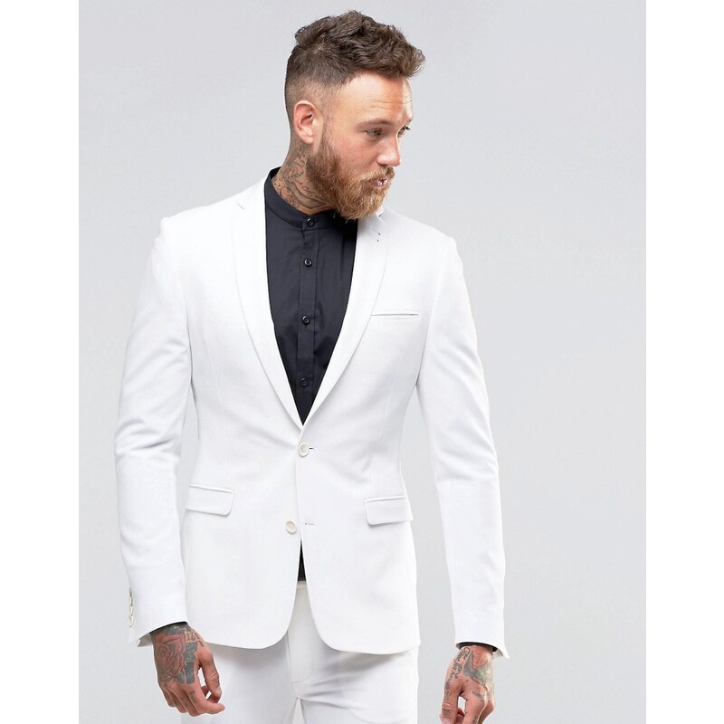 ASOS - Veste de costume ultra cintrée - Blanc - Blanc
