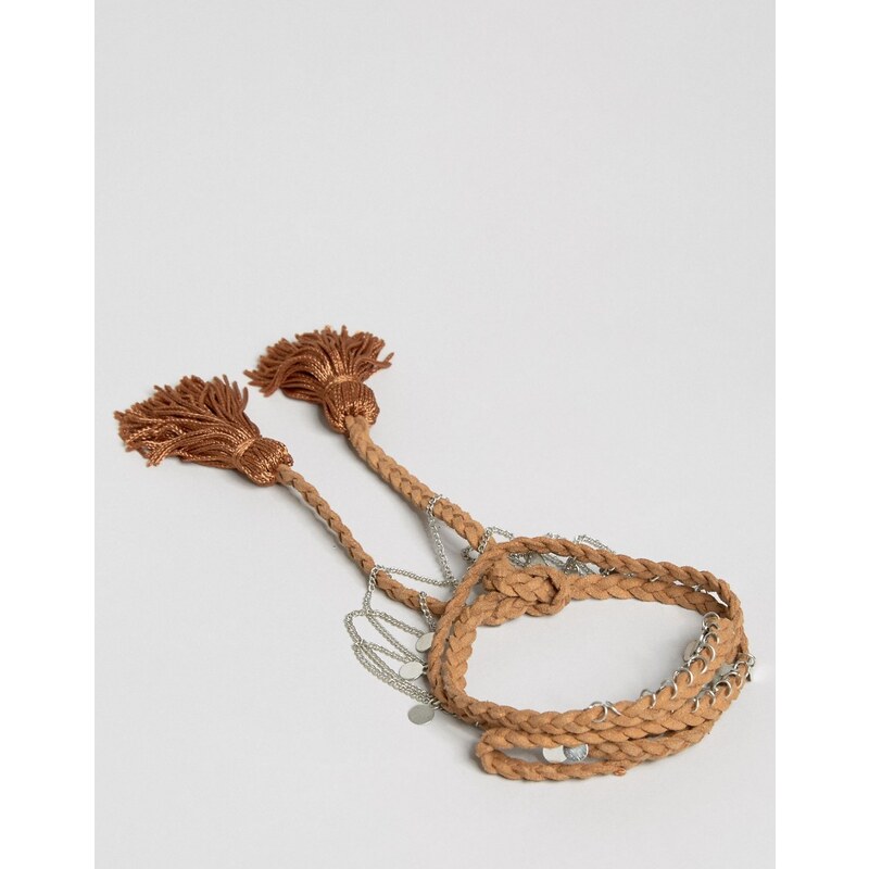 ASOS - Bracelet de cheville enveloppant en cordelette style western - Fauve