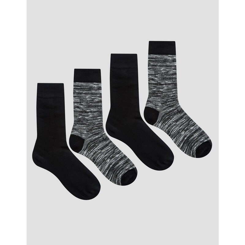 Jack & Jones - Lot de 4 paires de chaussettes - Noir