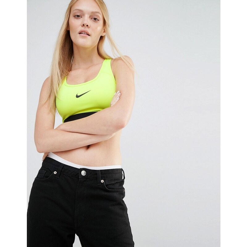 Nike - Soutien-gorge classique avec logo virgule - Jaune