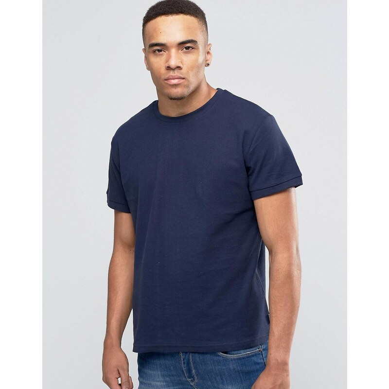 Bellfield - T-shirt ras de cou en piqué - Bleu marine